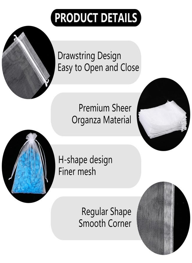 Teqooza Mini Organza Bag, 5 x 7 inch White Sheer Organza Jewelry Gift Bags, Party Favor Bags with Drawstring, Mesh Candy Bags for Wedding Halloween Christmas Party, 20 Pcs - Image 4